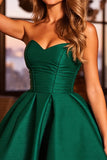 Strapless Dark Green A Line Homecoming Dress