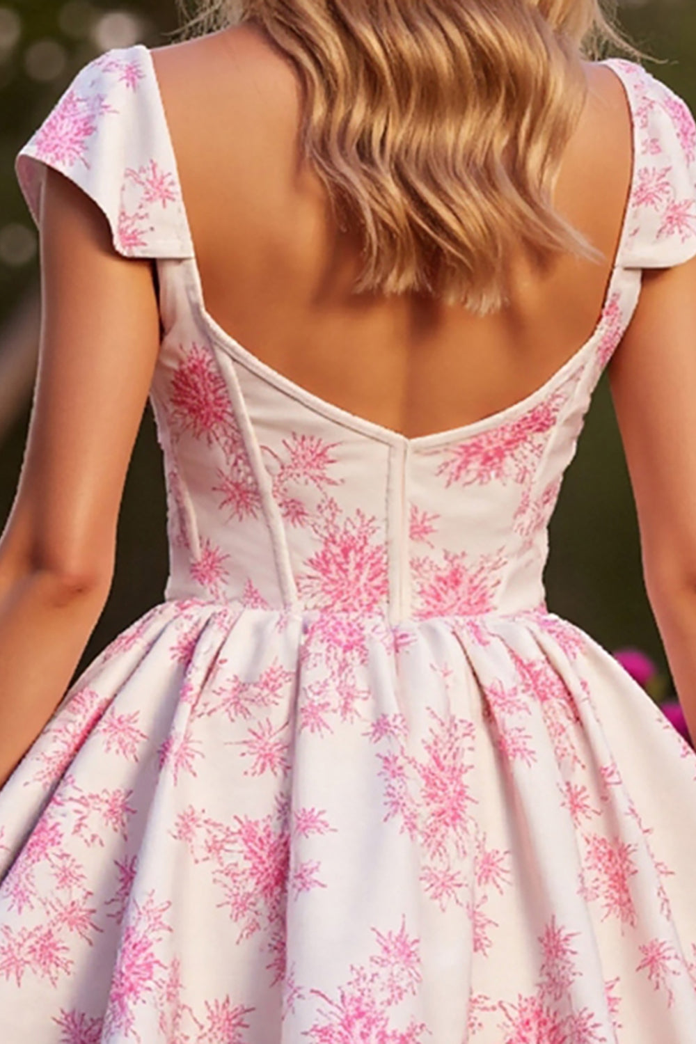 Pink Flower Corset Short A Line Homecoming Dress
