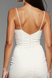 Ivory Satin Spaghetti Straps Satin Short Homecoming Dress