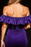 Dark Purple Bodycon Off the Shoulder Short Homecoming Dress