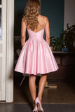 Pink Keyhole A Line Spaghetti Straps Short Homecoming Dress