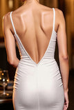 Ivory Spaghetti Straps Bodycon Homecoming Dress