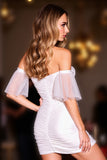 White Off The Shoulder Bodycon Homecoming Dress