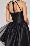 Halter Black A Line Keyhole Homecoming Dress