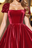 Black A Line Short Homecoming Dress With Puff Sleeves
