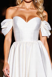 Off The Shoulder A Line White Homecoming Dress