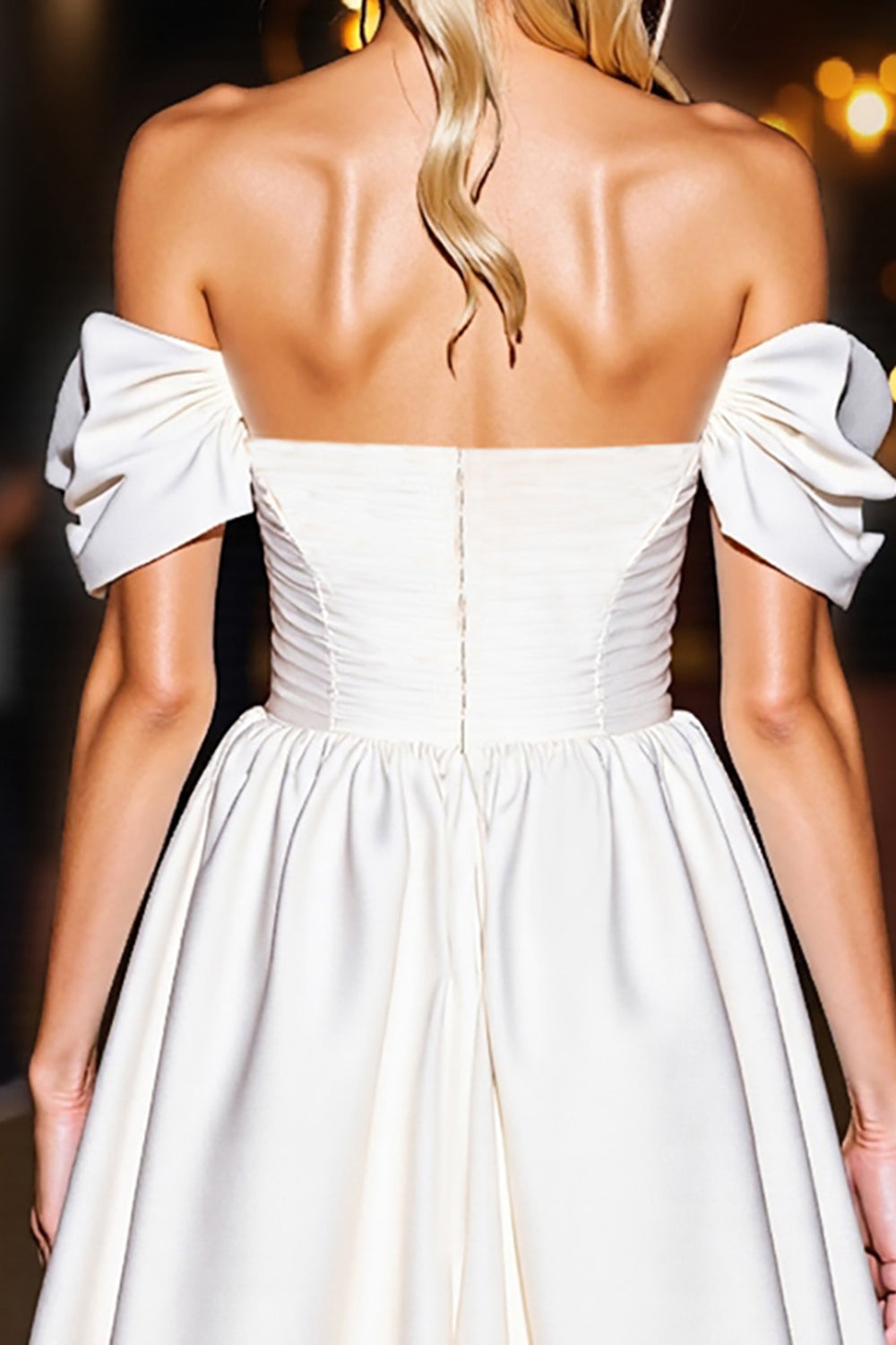 Off The Shoulder A Line White Homecoming Dress