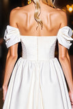 Off The Shoulder A Line White Homecoming Dress