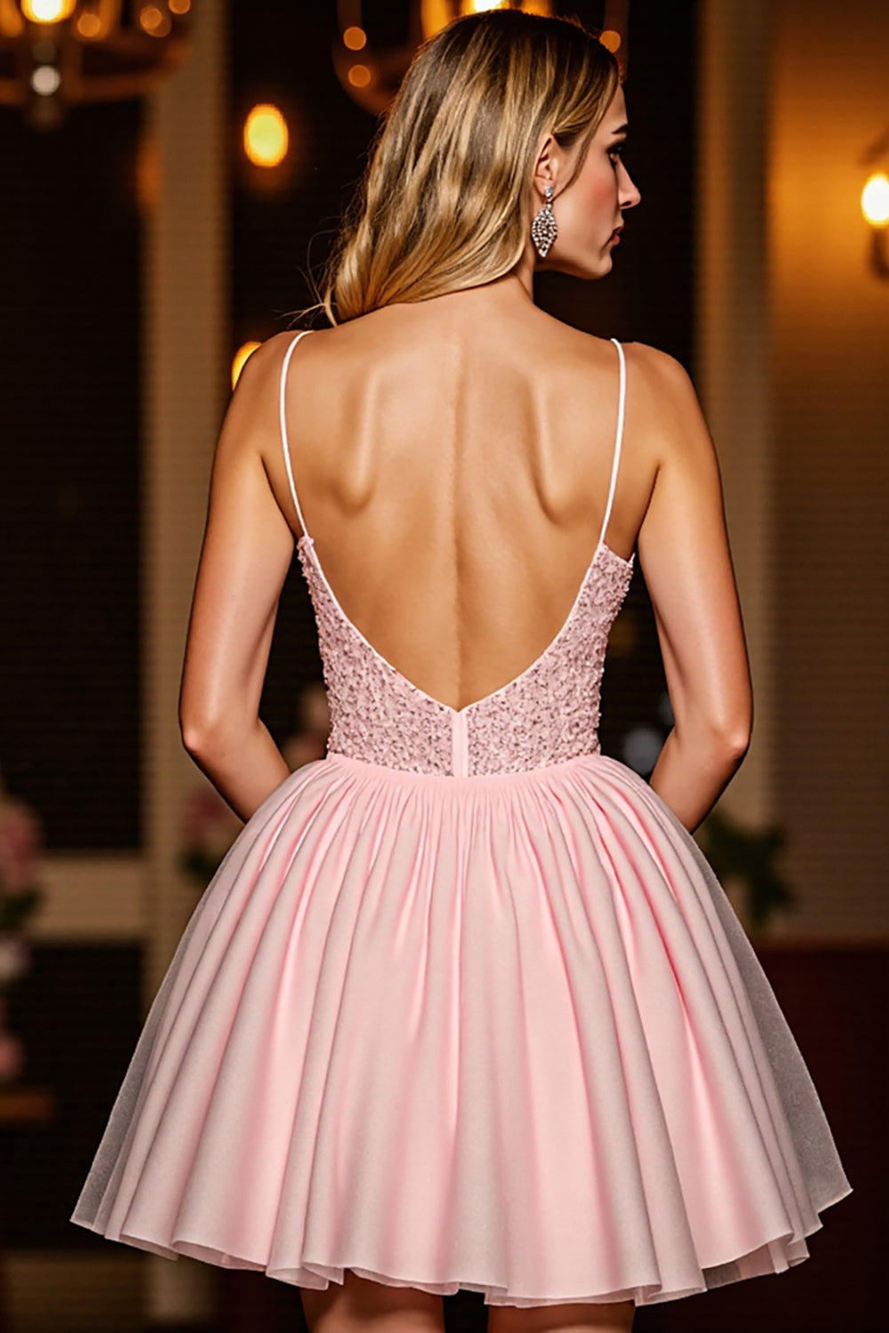 A Line Corset Mini Blush Homecoming Dress