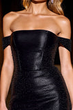 Off The Shoulder Beaded Black Bodycon Homecoming Dress