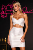 White Sheath Spaghetti Straps Ruched Homecoming Dress