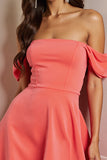 Off The Shoulder Orange A Line Short Homecoming Dress