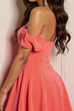 Off The Shoulder Orange A Line Short Homecoming Dress