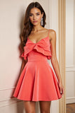 A Line Velvet Ruffled Orange Homecoming Dress