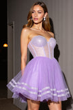 Lilac Corset A Line Beaded Homecoming Dress