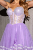 Lilac Corset A Line Beaded Homecoming Dress