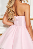 A Line Pink Sweetheart Mini Homecoming Dress