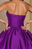 A Line Sweetheart Pleated Dark Purple Homecoming Dress