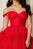 Off The Shoulder A Line Mini Red Homecoming Dress