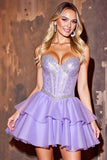 Purple Beaded A Line Sweetheart Homecoming Dress