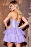 Purple Beaded A Line Sweetheart Homecoming Dress
