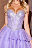 Purple Beaded A Line Sweetheart Homecoming Dress