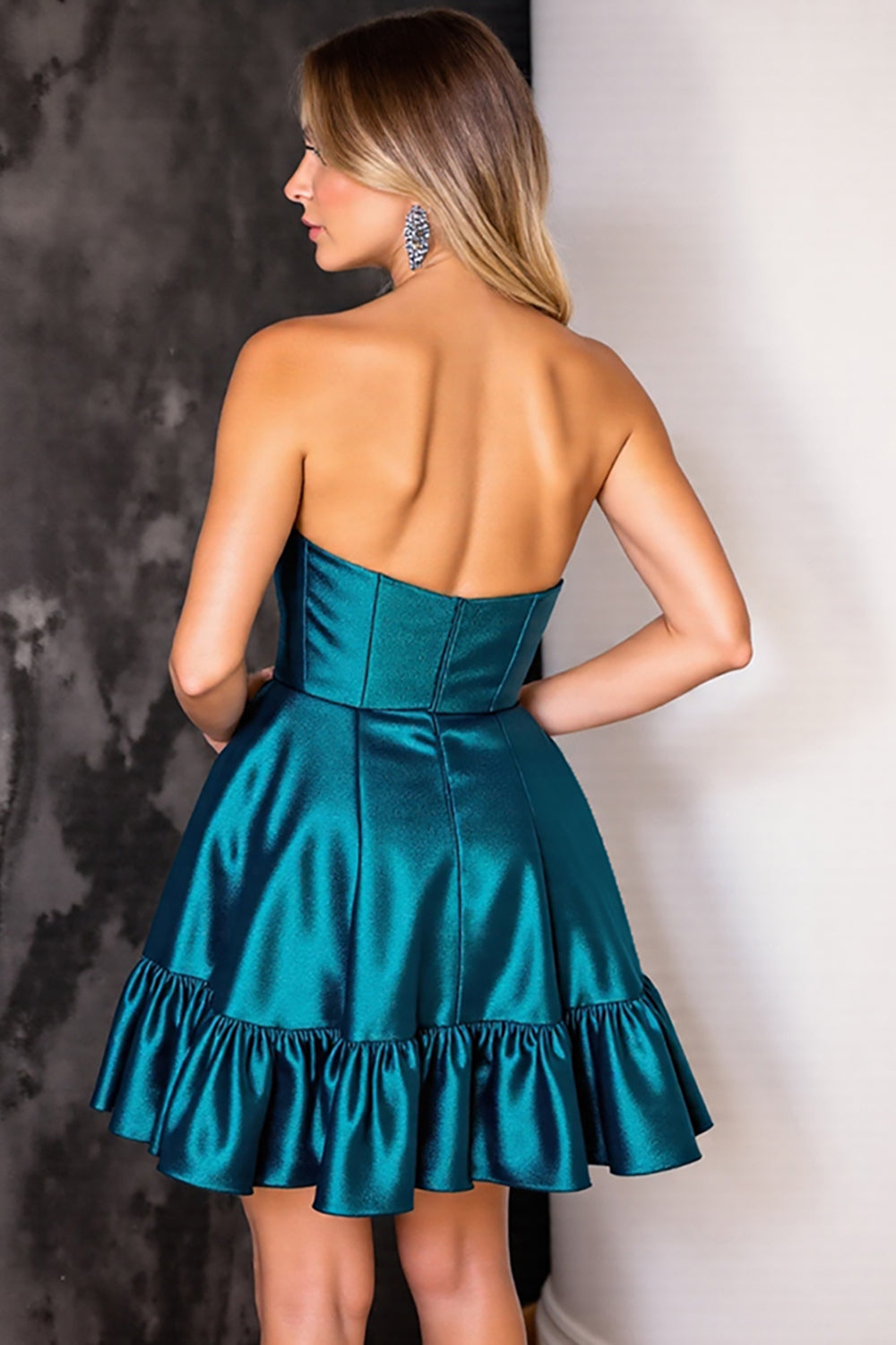 Sparkly Strapless A Line Dark Blue Homecoming Dress
