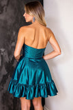 Sparkly Strapless A Line Dark Blue Homecoming Dress