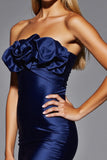 Navy Bodycon Strapless MIni Homecoming Dress