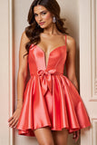 Orange Satin A Line Homecoming Dress