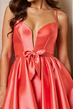 Orange Satin A Line Homecoming Dress