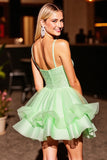 Corset Green A Line Homecoming Dress with Sequins
