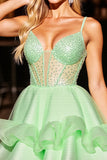 Corset Green A Line Homecoming Dress with Sequins