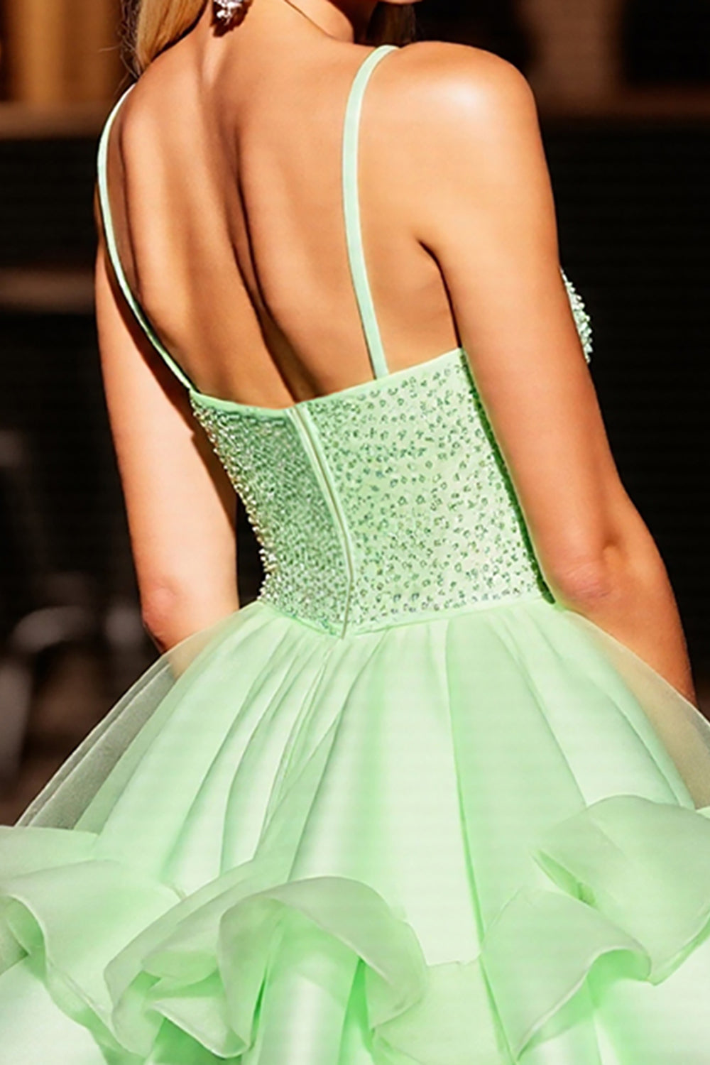 Corset Green A Line Homecoming Dress with Sequins