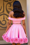 Off The Shoulder Two Piece Pink Homecoming Dress