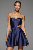 Navy Strapless Cut Out Bodycon Homecoming Dress