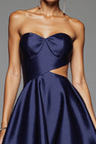 Navy Strapless Cut Out Bodycon Homecoming Dress