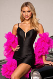 Black Bodycon Homecoming Dress with Ruffles