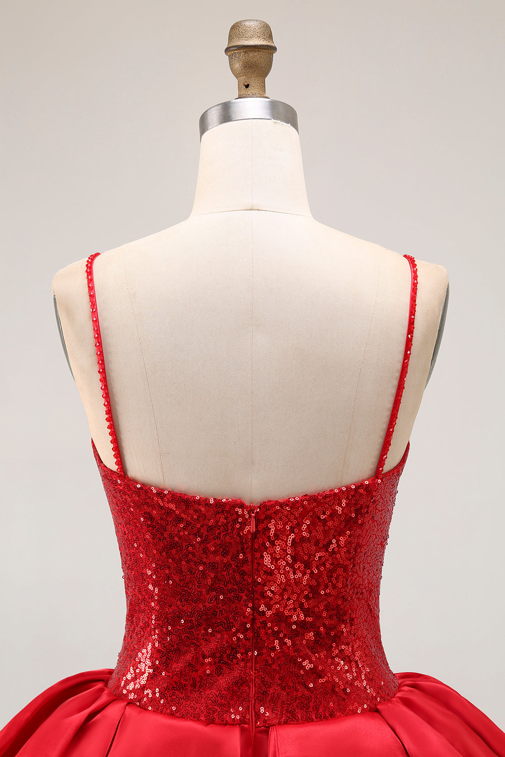Sparkly Red A-Line Tiered Ruffled Homecoming Dress
