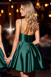 Dark Green Satin A Line Homecoming Dress