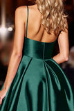 Dark Green Satin A Line Homecoming Dress