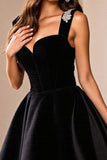 Black A Line Mini Homecoming Dress