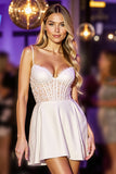 Corset White Appliqued Homecoming Dress
