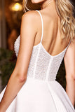 White Sequin A Line Homecoming Dress