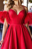Red Corset Satin Short Homecoming Dress with Fringes