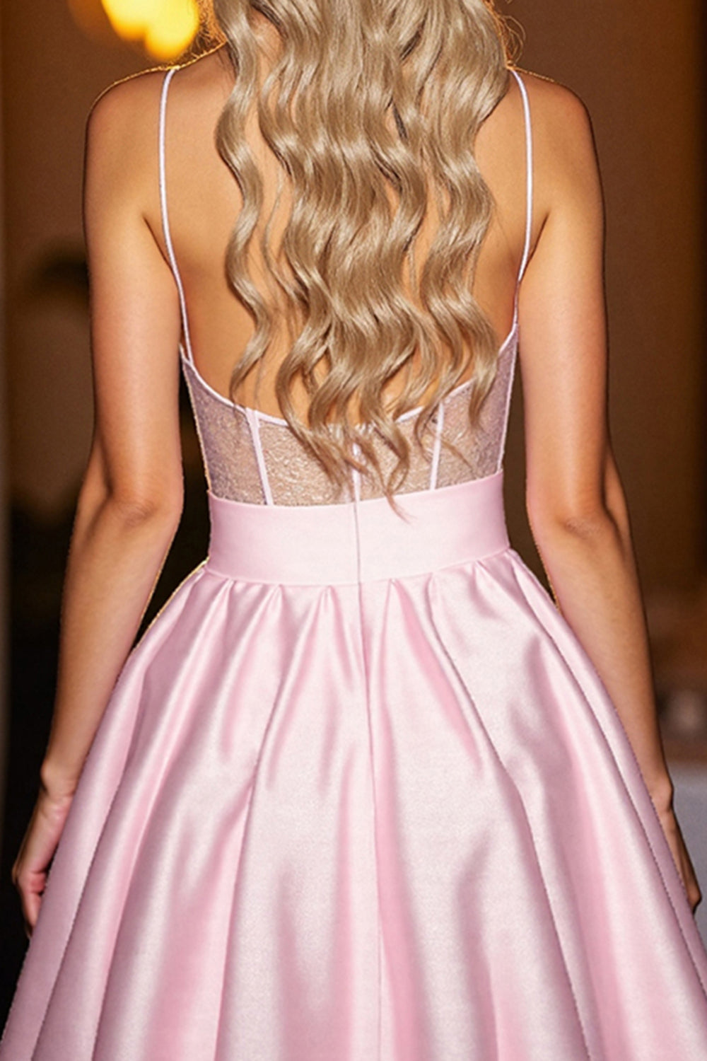Pink Corset Satin Short Homecoming Dress with Bow