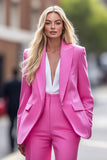 Fuchsia 2 Piece Peak Lapel Work Suits with Pockets