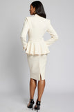 Ivory Notched Lapel Two-piece Work Dress