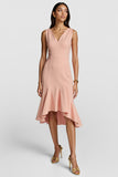 Blush Mermaid V Neck Midi Work Dress
