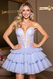 Lavender A Line Corset Tulle Homecoming Dress